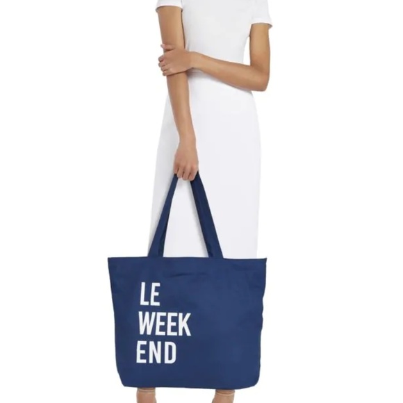 Jade & Deer Le Weekend Cotton Tote Bag Large Navy - Picture 5 of 6